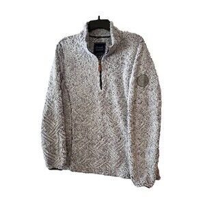 Simply Southern Gray Sherpa 1/4 Zip Cozy Teddy Pullover SIZE XL